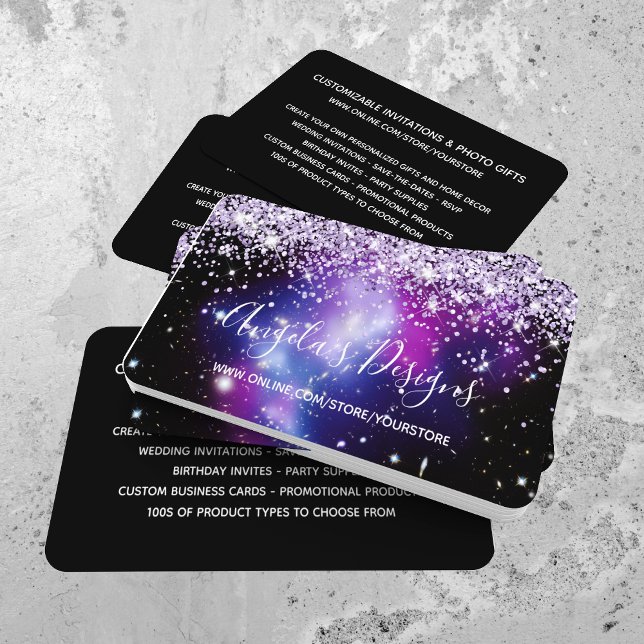 Carte De Visite Lilac Parties scintillant Blue Purple Galaxy Bouti (Créateur téléchargé)