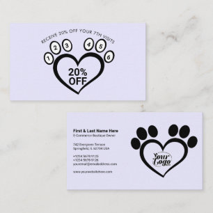 Carte De Visite Lilac Paw Pet Animaux Grossissant vétérinaire Loya