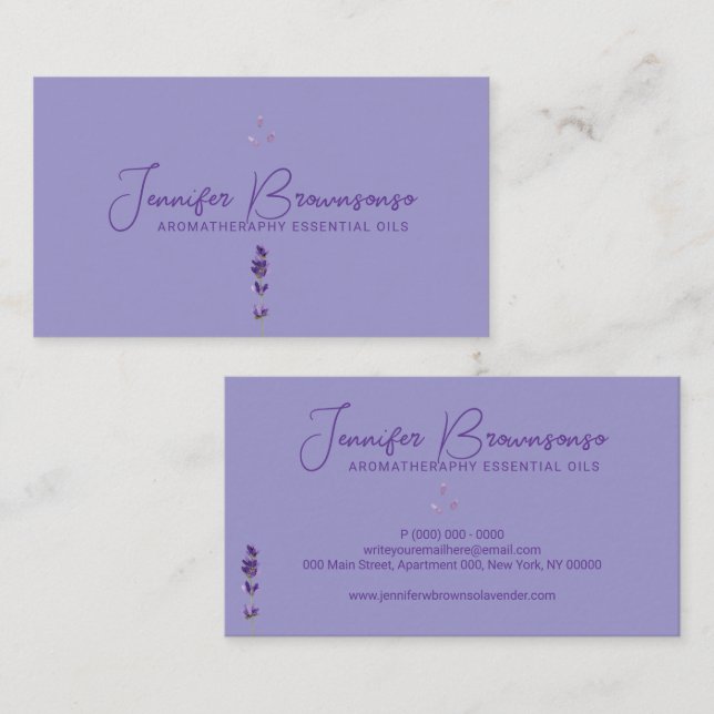 Carte De Visite Lilac Purple Lavande (Devant / Derrière)