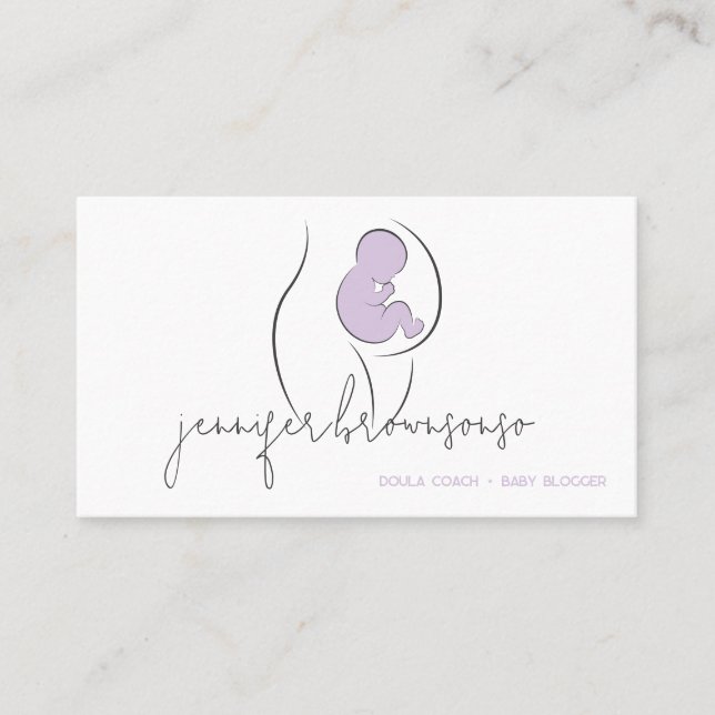 Carte De Visite Lilac Unique Doula Coach de Naissance Enceinte (Devant)