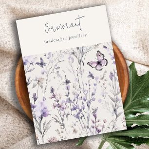 Carte De Visite Lilac Violet Floral Script Hairclip Porte-cache