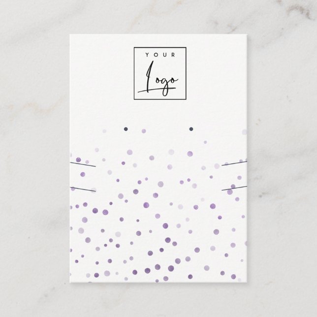 Carte De Visite Lilac Waterolor Confetti Logo d'oreille collier (Devant)