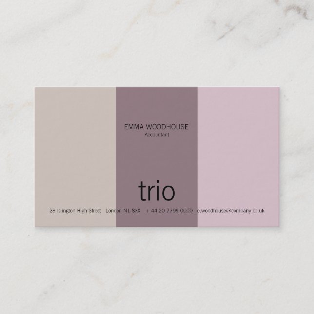 Carte De Visite Lilas et mauve de trio (Devant)