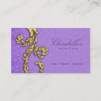 Carte De Visite Lilas floral de pourpre de feuille d'or de spa