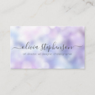 Carte De Visite Lilas  Violet et Bokeh Bleu Marbre