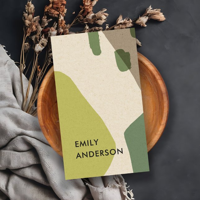 CARTE DE VISITE LIME GREEN KRAFT MODERNE RUSTIQUE ABSTRAIT ARTISTI (Créateur téléchargé)