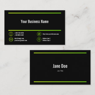 Carte De Visite Lime Green Lines Entreprise Chartreuse Icônes Noir