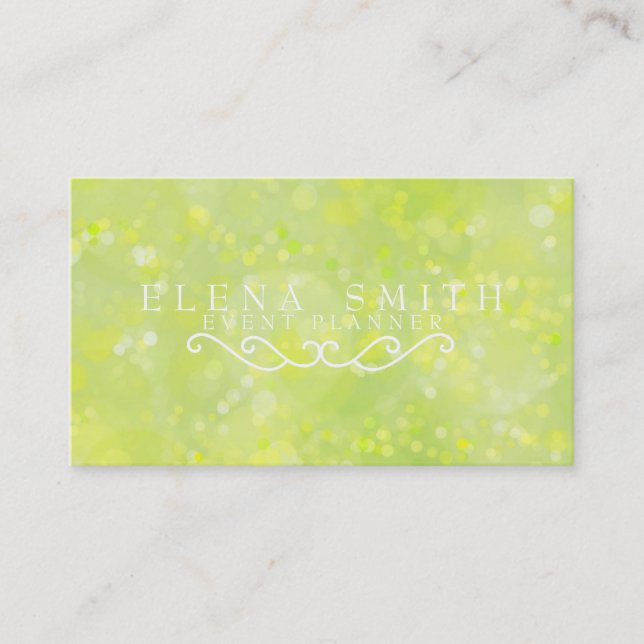 Carte De Visite Lime Sparkle Bokeh (Devant)