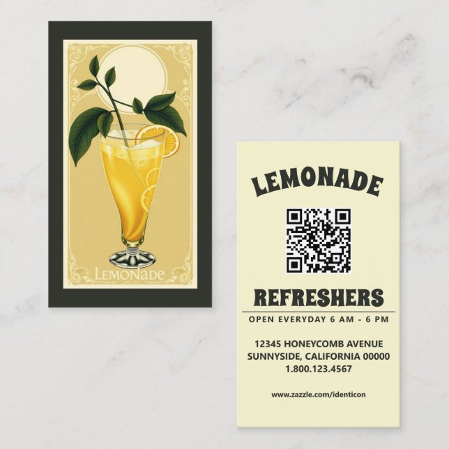 Carte De Visite LIMONADE avec code qr (Devant / Derrière)