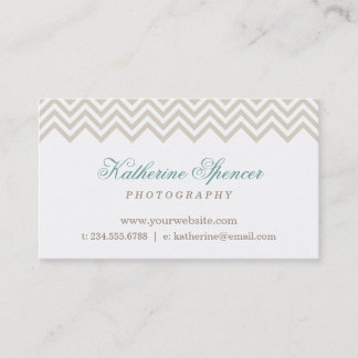 Carte De Visite Lin Beige moderne Chevron et Pois