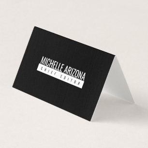 Carte De Visite Lin brut de luxe moderne minimaliste noir