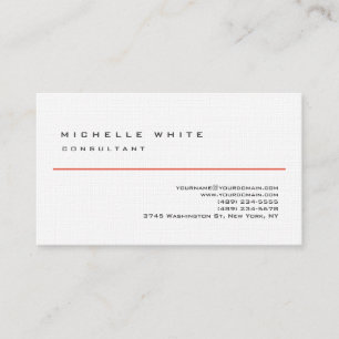 Carte De Visite Lin Écarlate Blanc Classique Élégant Uni Professio