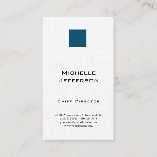 Carte De Visite Lin professionnel moderne Océan bleu blanc (Devant)