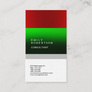 Carte De Visite Lin Simple Vert Rouge Blanc Minimaliste Moderne