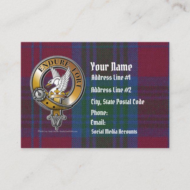 Carte De Visite Lindsay Tartan & Badge (Devant)