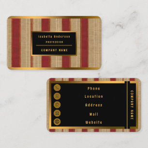 Carte De Visite Linen Luxe tendance Burgundy Gold Collection