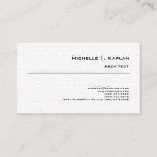 Carte De Visite Linen Minimaliste Simple Plain Architect Rouge Bla