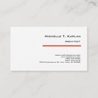 Carte De Visite Linen Minimaliste Simple Plain Architect Rouge Bla