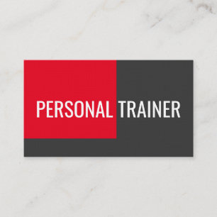 Carte De Visite Linen Red Grey Personal Trainer Fitness Minimalist