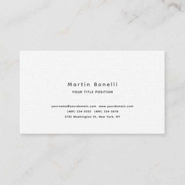 Carte De Visite Linen Unique Classical Simple Black White (Devant)
