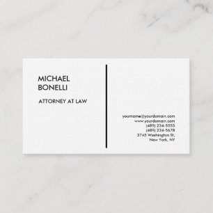 Carte De Visite Linen White Professional Avocat moderne de droit