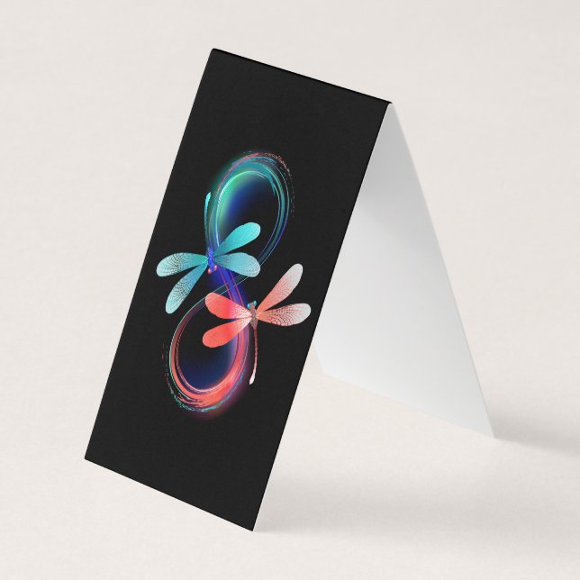 Carte De Visite L'infini avec des libellules lumineuses (Devant)