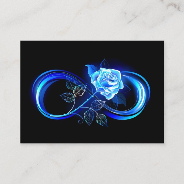 Carte De Visite L'infini lumineux avec une rose bleue (Devant)
