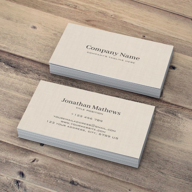 Carte De Visite Linge Beige Crème Texture Simple Élégant Monogramm (Créateur téléchargé)