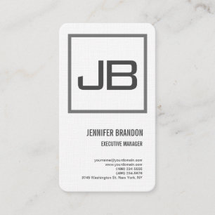 Carte De Visite Linge Blanc Gris Monogramme minimaliste Moderne Pl