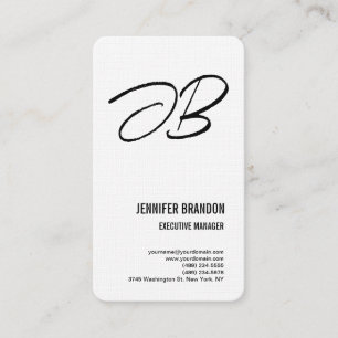 Carte De Visite Linge blanc noir Monogramme minimaliste moderne Pl