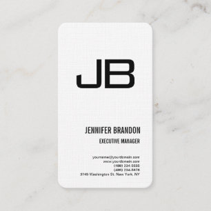 Carte De Visite Linge blanc noir Monogramme minimaliste moderne Pl