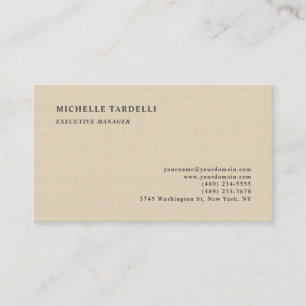 Carte De Visite Linge de Luxe Beige Classique Simple Professionnel
