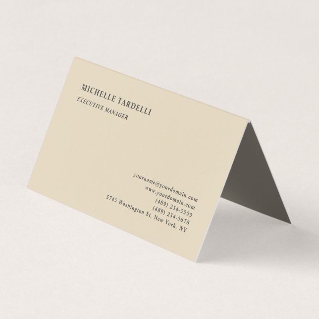 Carte De Visite Linge de Luxe Beige Classique Simple Professionnel (Devant)