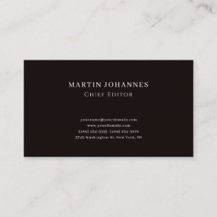 Carte De Visite Linge de luxe élégant uni noir minimaliste