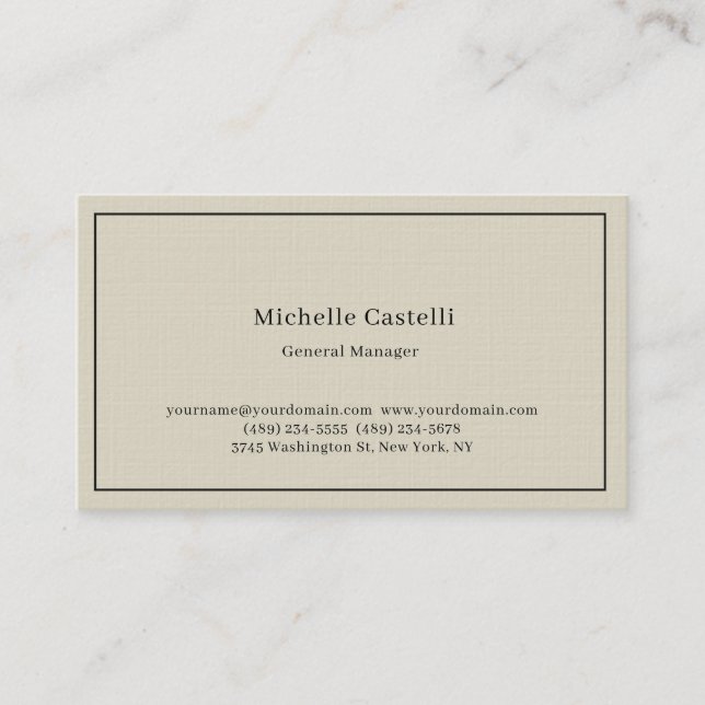 Carte De Visite Linge de luxe professionnel unique classique simpl (Devant)