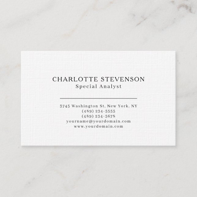 Carte De Visite Linge de luxe tendance professionnel uni minimalis (Devant)