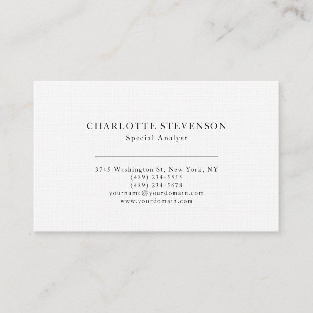 Carte De Visite Linge de luxe tendance professionnel uni minimalis (Devant)