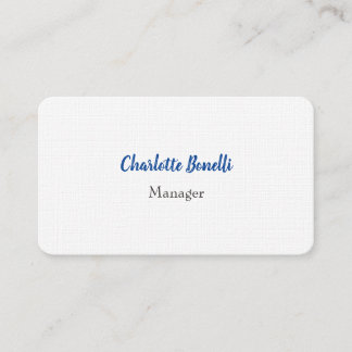 Carte De Visite Linge de qualité supérieure minimaliste bleu profe