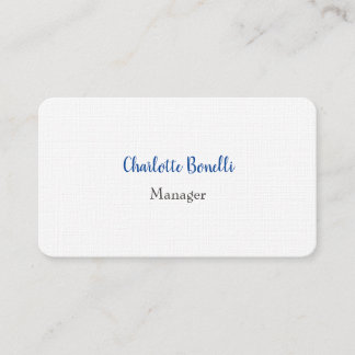 Carte De Visite Linge de qualité supérieure minimaliste bleu profe