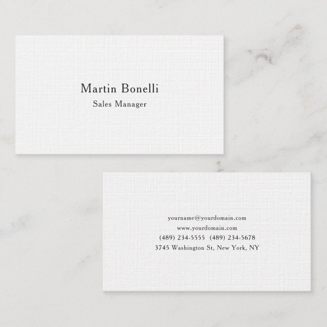 Carte De Visite Linge de qualité supérieure Unique Classique Simpl (Devant / Derrière)