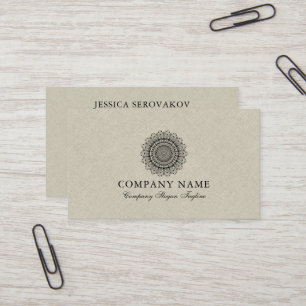 Carte De Visite Linge De Toilette Beige Avec Mandala Noir