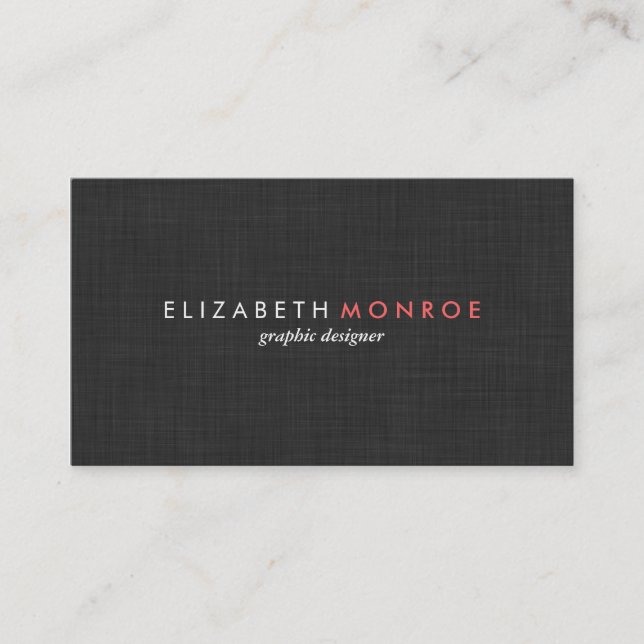Carte De Visite Linge gris charbon Texture Sleek Simple (Devant)