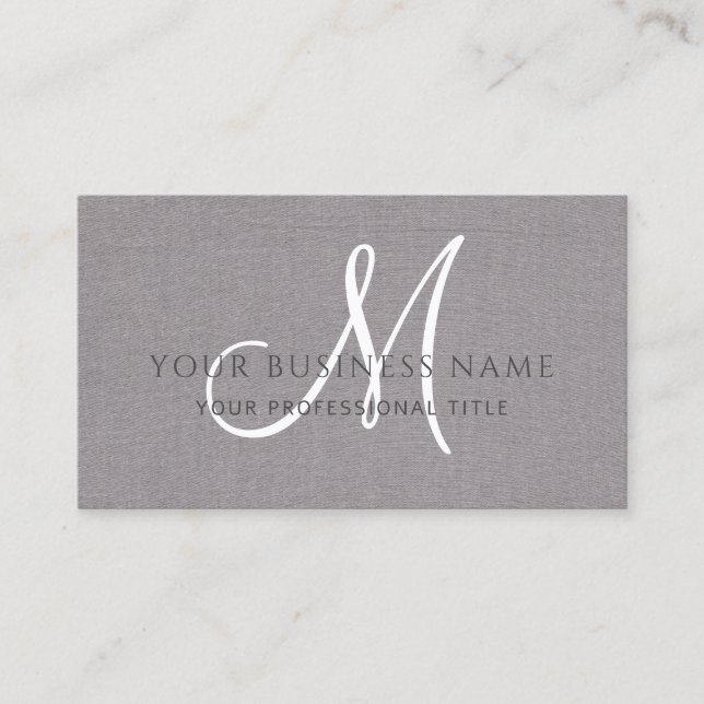 Carte De Visite Linge gris Gris Simple Monogramme minimal (Devant)