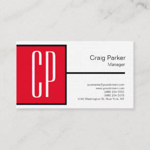 Carte De Visite Linge moderne noir blanc rouge Monogramme professi