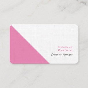 Carte De Visite Linge Plat Feminine Minimaliste Rose Blanc