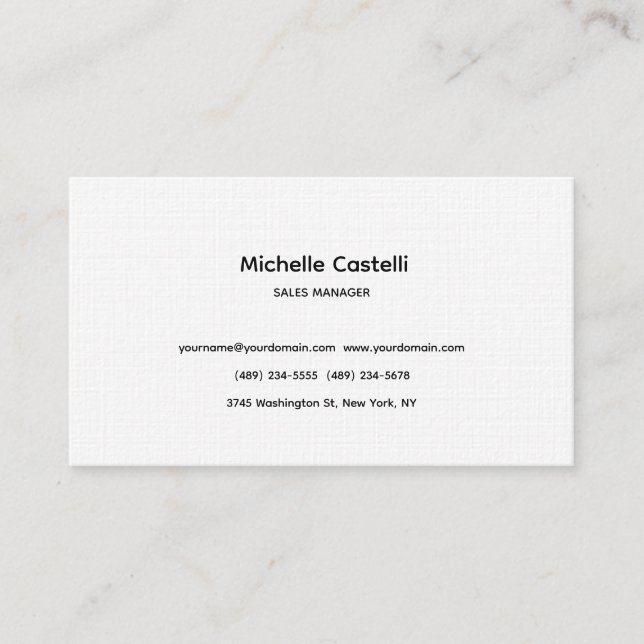 Carte De Visite Linge Premium Professionnel Unique Classique Simpl (Devant)