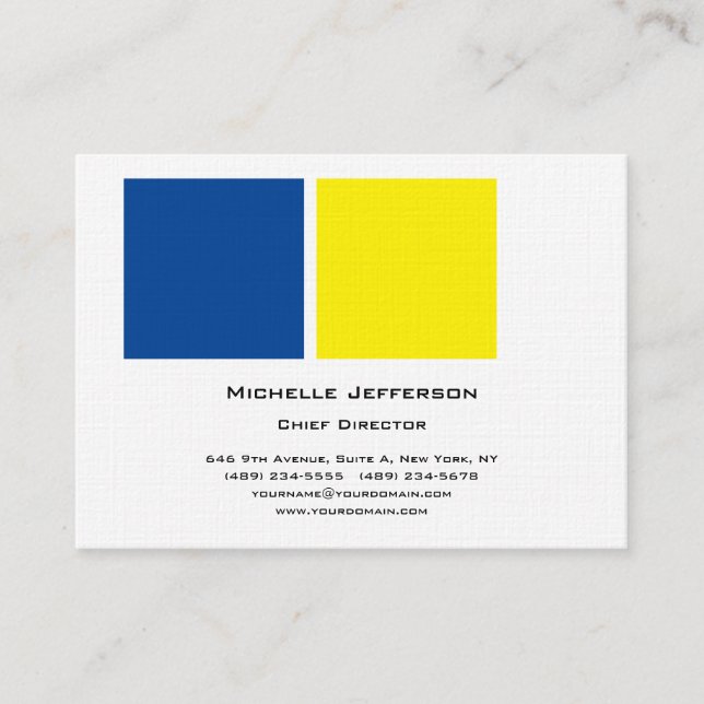 Carte De Visite Linge professionnel moderne bleu jaune blanc (Devant)