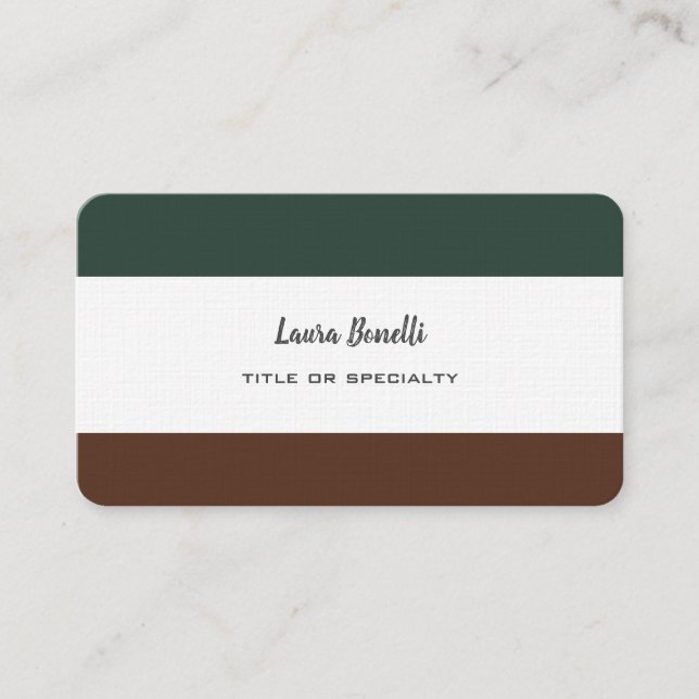 Carte De Visite Linge Professionnel Moderne Brown Gris Vert Blanc (Devant)
