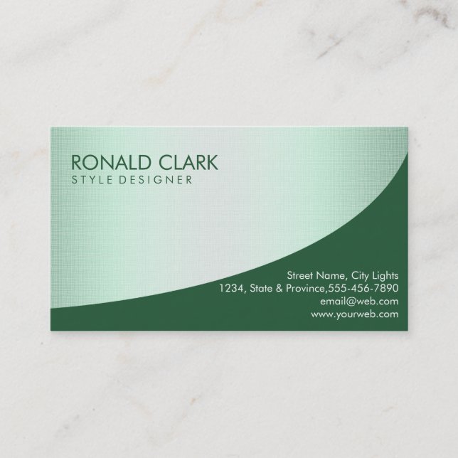 Carte De Visite Linge professionnel moderne Vert Élégant (Devant)