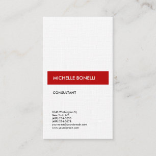 Carte De Visite Linge Simple Plaque Moderne Minimaliste Rouge Blan